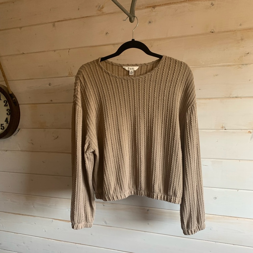 C by one | Cropped Tan Knit Top